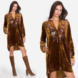 Johnny Was Denali Velvet Embroidered Tunic Dress